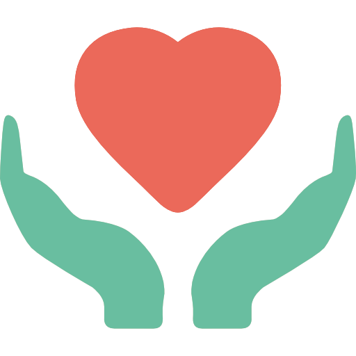 Icon eines Herzen mit offenen Händen